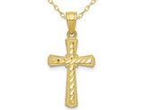 10K Yellow Gold Diamond Cut Cross Pendant Necklace with Chain 