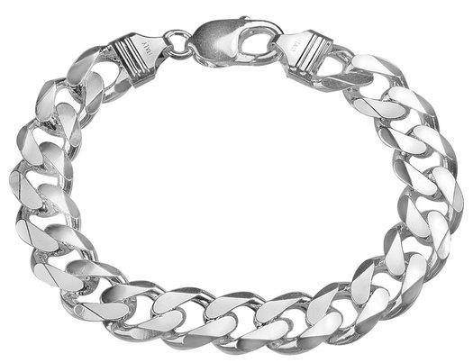 Sterling Silver Men's Curb Chain Bracelet 8 Inches (11mm)