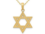 14K Yellow Gold Star of David Pendant Necklace with Chain