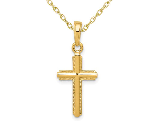 14K Yellow Gold Cross Pendant Necklace with Chain 