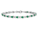 Sterling Silver Natural Emerald Infinity Bracelet 3.45 Carat (ctw)