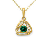 1/4 Carat (ctw) Lab-Created Emerald Pendant Necklace in 14K Yellow Gold with Chain