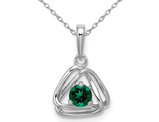 1/4 Carat (ctw) Lab Created Emerald Pendant Necklace in 14K White Gold with Chain