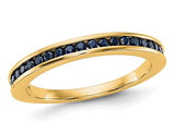 2/5 Carat Natural Dark Blue Sapphire Wedding Band Ring in 14K White Gold