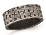 Stainless Steel Brushed Antiqued Textured Ring