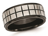 Black Plated Stainless Steel 9mm Brushed Wedding Band Ring