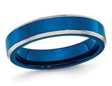 Mens or Ladies Blue IP Plated Stainless Steel 5mm Band Ring