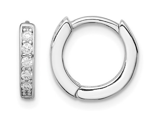 Cubic Zirconia Hoop Earrings in Sterling Silver