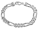 Men's Bracelet Figaro Chain 9 Inches in Sterling Silver