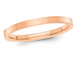 Ladies 14K Rose Pink Gold 2mm Flat Wedding Band Ring