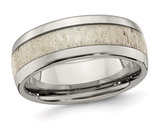 Men's Stainless Steel 8mm Wedding Band Ring with Antler Inlay