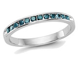 1/4 Carat (ctw) Blue Diamond Wedding Band Ring in 14K White Gold