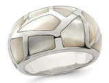 White Mother of Pearl Ring Band in Sterling Silver