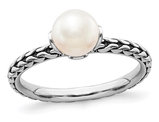 White Freshwater Cultured Pearl Ring in Sterling Silver