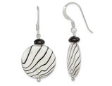 Zebra Stripes Mother of Pearl Earrings in Sterling Silver