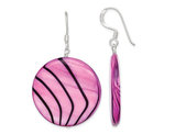 Mother of Pearl Purple and Black Disc Earrings in Sterling Silver