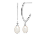 White Freshwater Cultured Rice Pearl Dangle Earrings in Sterling Silver