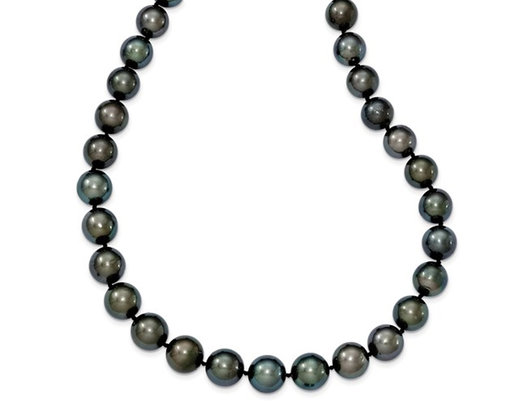 Saltwater Cultured Tahitian Graduated Pearl Necklace (9-12mm) in 14K White Gold