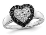 1/4 Carat (ctw) Black and White Diamond Heart Promise Ring in Sterling Silver