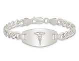 Medical ID Curb Link Bracelet in Sterling Silver 7.25 Inches