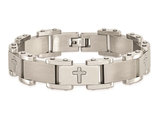 Mens Stainless Steel Cross Bracelet 8.75 Inches
