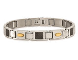 Men's Stainless Steel Black Carbon Fiber Bracelet (9.50 Inches)