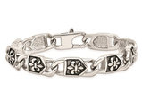 Mens Stainless Stee Antiqued Fleur De Lis Bracelet Bracelet (8.75 Inches)