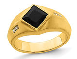 Men's Black Onyx Ring in 14K Yellow Gold