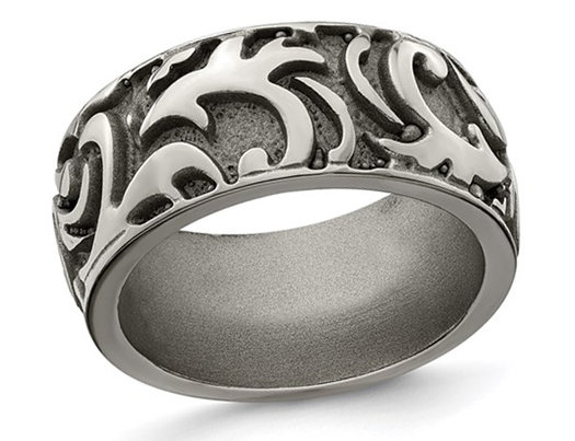 Men's Titanium Pattern Wedding Band Ring (11mm)