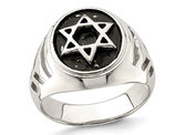 Mens Star of David Antiqued Sterling Silver Ring