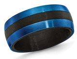Men's Blue IP Plated Carbon Fiber Stainless Steel 8mm Band Ring