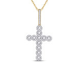 3/4 Carat (ctw) Diamond Cross Pendant Necklace in 10K Yellow Gold with Chain