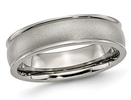 Ladies or Men's Titanium Ridged Edge 6mm Satin Wedding Band Ring