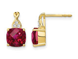 3.85 Carat (ctw) Lab Created Ruby Post Earrings in 10k Yellow Gold
