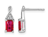 1.00 Carat (ctw) Emerald Cut Ruby Dangle Earrings in 14K White Gold