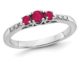 1/4 Carat (ctw) Three Stone Ruby Ring in 14K White Gold