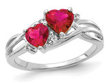 1.60 Carat (ctw) Lab Created Heart Ruby Ring in 10K White Gold
