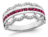 4/5 Carat (ctw) Lab Created Ruby Ring in 14K White Gold with 1/4 Carat (ctw) Diamonds