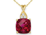 1.85 Carat (ctw) Lab-Created Ruby Pendant Necklace in 10K Yellow Gold with Chain