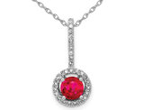 2/3 Carat (ctw) Natural Ruby Drop Pendant Necklace in 14K White Gold with Diamonds and Chain