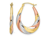 10K Two Tone Gold Polished Twisted Hoop Earrings