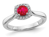 2/5 Carat (ctw) Natural Ruby Ring in 14K White Gold with 1/7 Carat (ctw) Diamonds