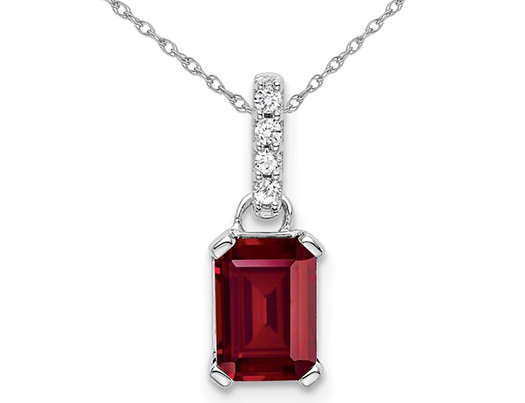 1.00 Carat (ctw) Lab Created Ruby Drop Pendant Necklace in 14K White Gold with Accent Diamonds and Chain