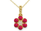 3/5 Carat (ctw) Natural Ruby Pendant Necklace in 14K Yellow Gold and Chain