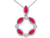 9/10 Carat (ctw) Natural Ruby Pendant Necklace in 14K White Gold with Chain