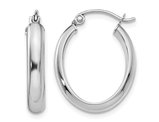 10K White Gold Polished Oval Hoop Earrings (3.5mm)