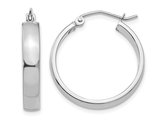 10K White Gold Polished Hoop Earrings 1 Inch (4mm)