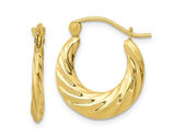 10K Yellow Gold Fancy Small Hollow Hoop Earrings (2.00mm)