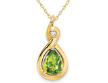 1/2 Carat (ctw) Natural Green Peridot Drop Pendant Necklace in 14K Yellow Gold with Chain
