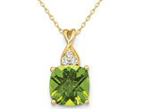 1.89 (ctw) Cushion-Cut Peridot Pendant Necklace in 10K Yellow Gold with Chain